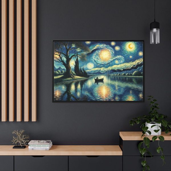 88289-54.jpg Men On the Boat in the Night Framed Canvas