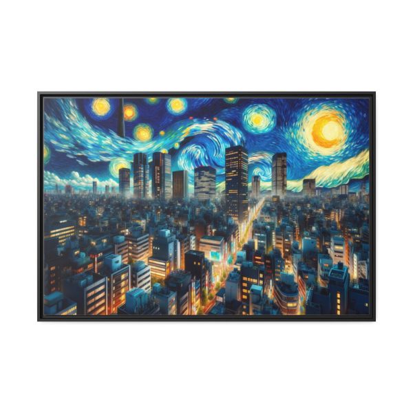 88289-56.jpg Tokyo With a Swirling Star-Filled Sky Framed Canvas