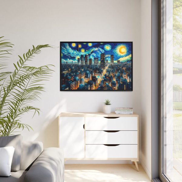 88289-58.jpg Tokyo With a Swirling Star-Filled Sky Framed Canvas