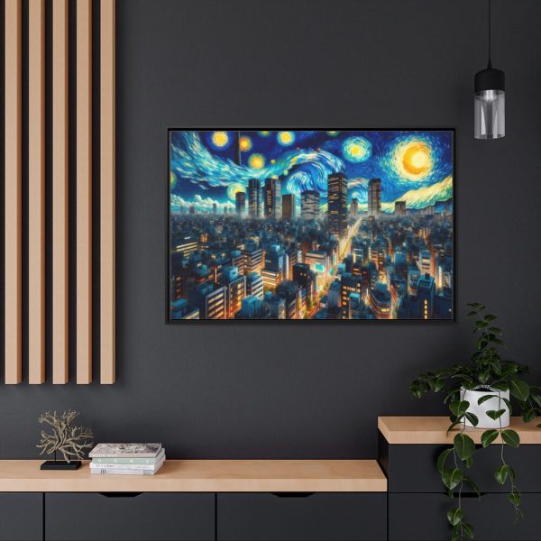 88289-59.jpg Tokyo With a Swirling Star-Filled Sky Framed Canvas
