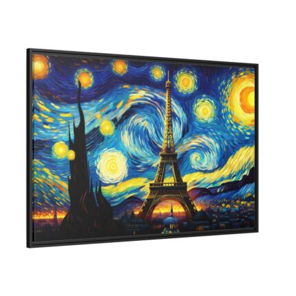 Eiffel Tower Under Starry Night Sky Framed Canvas
