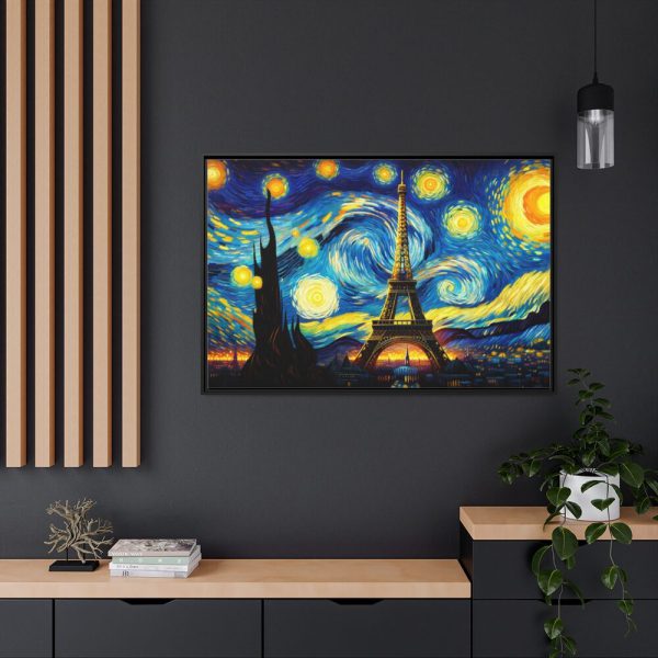 88289-64.jpg Eiffel Tower Under Starry Night Sky Framed Canvas