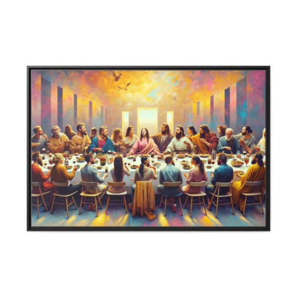 88289-76.jpg Modern-Day People At Long Table in Contemporary Setting Framed Canvas