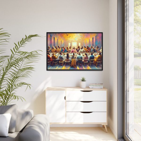 88289-78.jpg Modern-Day People At Long Table in Contemporary Setting Framed Canvas
