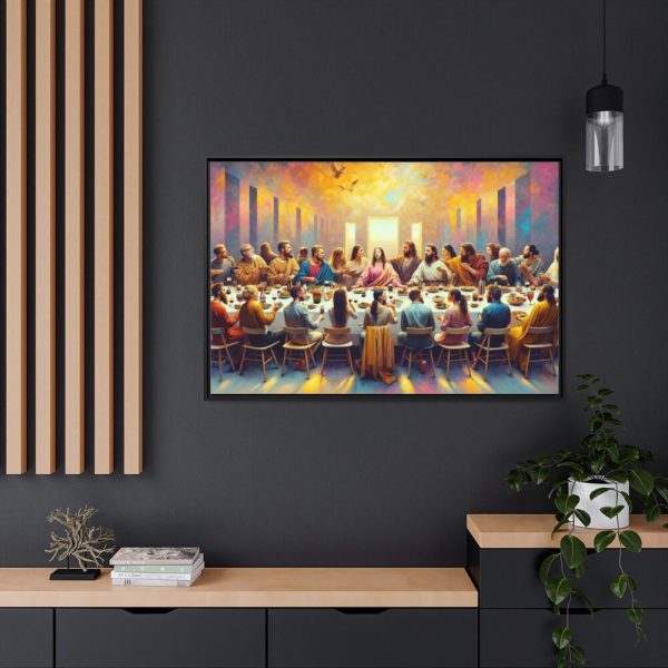 88289-79.jpg Modern-Day People At Long Table in Contemporary Setting Framed Canvas