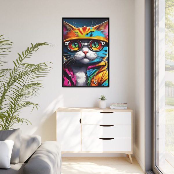 Cat Pop Art Illustration Graffiti II Framed Canvas