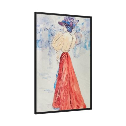 Elegant With a Red Skirt Framed Canvas