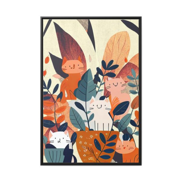 88299-176.jpg Boho Contemporary Cats Illustration Framed Canvas