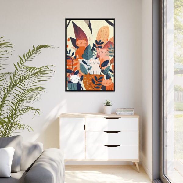 88299-178.jpg Boho Contemporary Cats Illustration Framed Canvas