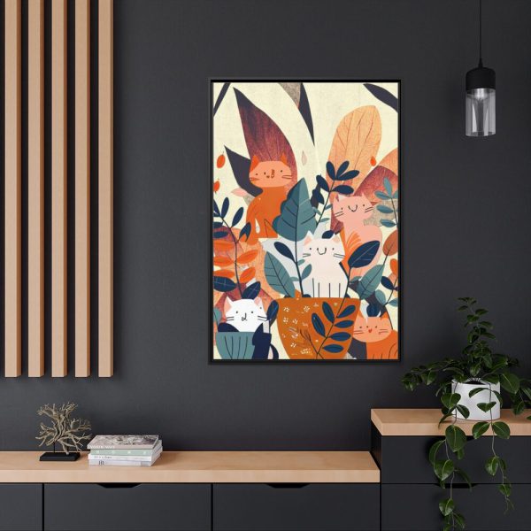 88299-179.jpg Boho Contemporary Cats Illustration Framed Canvas