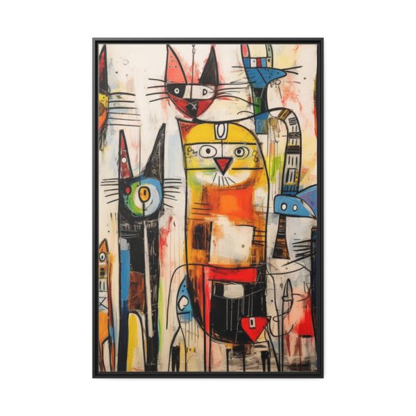 88299-181.jpg Colorful Abstract Cat Art Framed Canvas