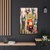 88299-184.jpg Colorful Abstract Cat Art Framed Canvas