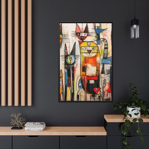 88299-184.jpg Colorful Abstract Cat Art Framed Canvas