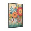Whimsical Boho Style Flowers Framed Canvas