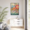 Whimsical Boho Style Flowers Framed Canvas