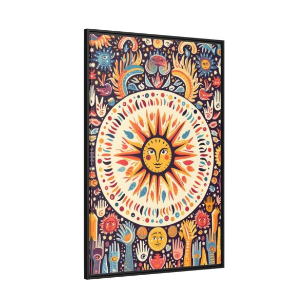 Hippie Boho Retro Sun Framed Canvas