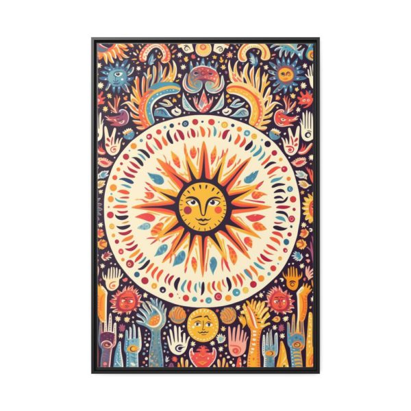 Hippie Boho Retro Sun Framed Canvas