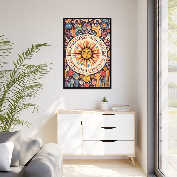 Hippie Boho Retro Sun Framed Canvas