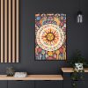 Hippie Boho Retro Sun Framed Canvas