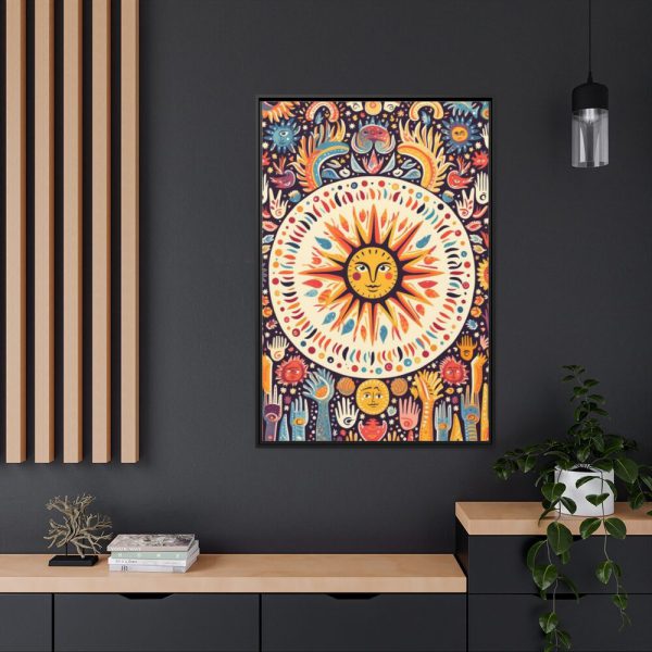 Hippie Boho Retro Sun Framed Canvas