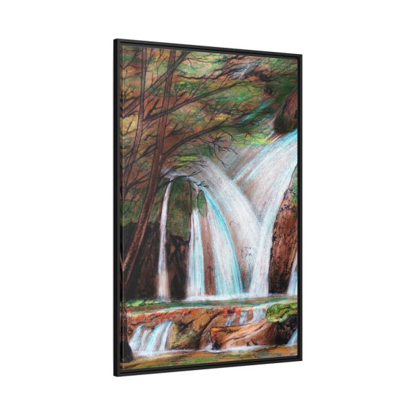 Waterfall Drawing Framed Canvas