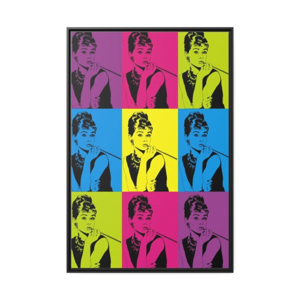 Audrey Hepburn Pop Art Framed Canvas