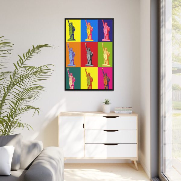 Statue Of Liberty Pop Art Framed Canvas