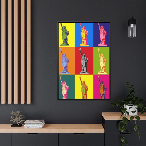 Statue Of Liberty Pop Art Framed Canvas
