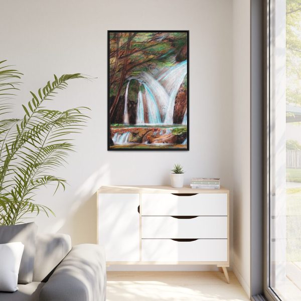 Waterfall Drawing Framed Canvas
