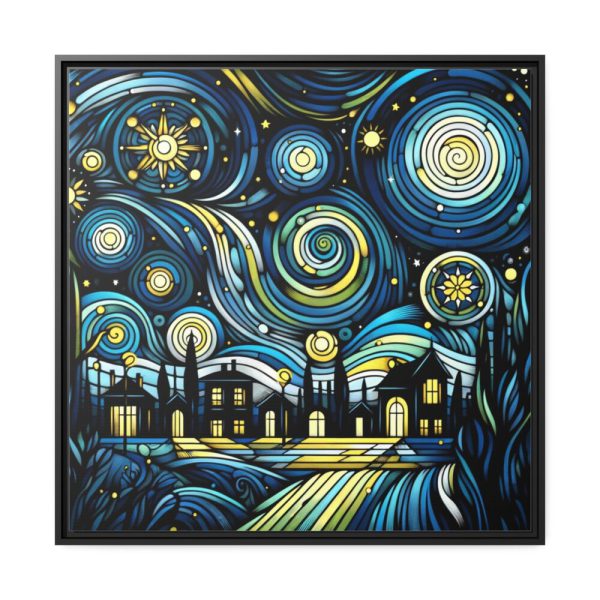 88302-1.jpg Whimsical and Vibrant Nighttime Landscape Framed Canvas