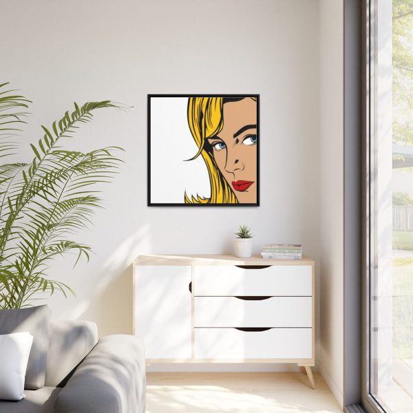 Woman Retro Pop Art Framed Canvas