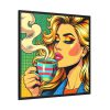 88302-120.jpg Girl Drinking Coffee in Pop Art Framed Canvas