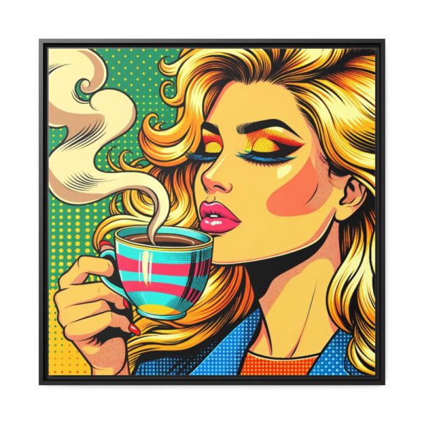 88302-121.jpg Girl Drinking Coffee in Pop Art Framed Canvas