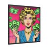 Girl With Money Framed Canvas