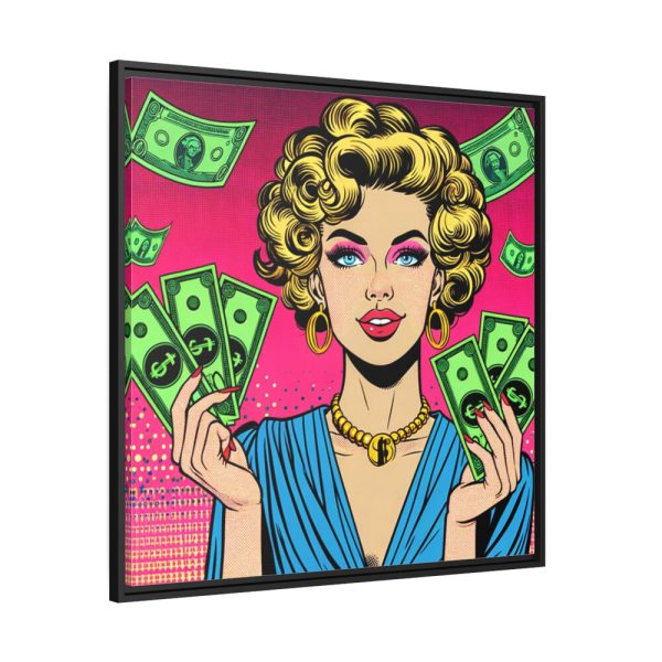 Girl With Money Framed Canvas