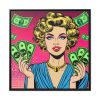 Girl With Money Framed Canvas