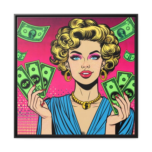Girl With Money Framed Canvas