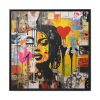 Valentine Graffiti Grunge Art Print Framed Canvas