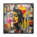 Valentine Graffiti Grunge Art Print Framed Canvas - Image 2