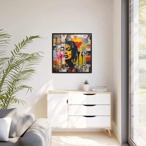 Valentine Graffiti Grunge Art Print Framed Canvas