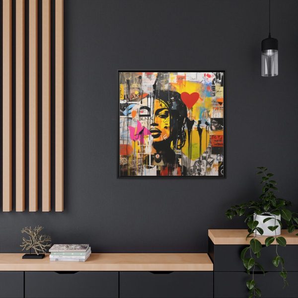 Valentine Graffiti Grunge Art Print Framed Canvas