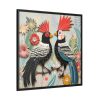 Textured Illustration of Two Tropical Birds Framed Canvas