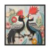 Textured Illustration of Two Tropical Birds Framed Canvas