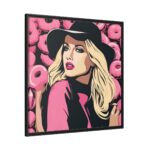 Pop Art Woman With Donuts Framed Canvas