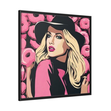 Pop Art Woman With Donuts Framed Canvas