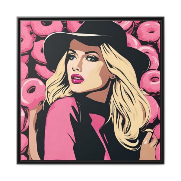 88302-211.jpg Pop Art Woman With Donuts Framed Canvas