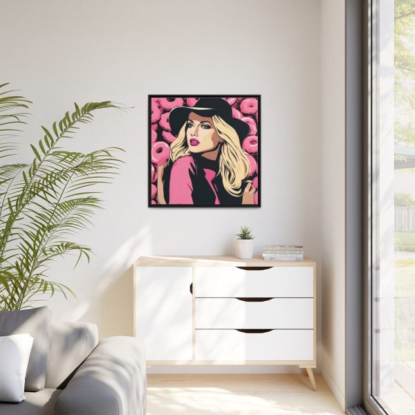 88302-213.jpg Pop Art Woman With Donuts Framed Canvas