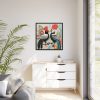 Textured Illustration of Two Tropical Birds Framed Canvas