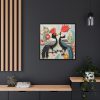 Textured Illustration of Two Tropical Birds Framed Canvas