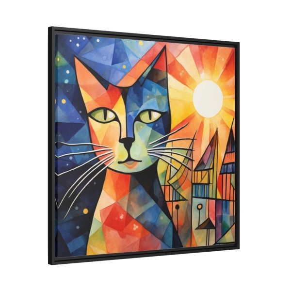 Cat Portrait Pop Art Framed Canvas